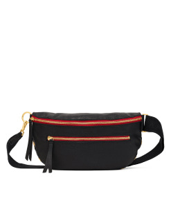 Charles Crossbody | Black/Brushed Gold Red Zip | Lrg