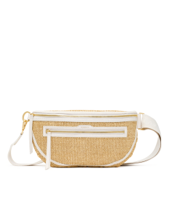 Charles Crossbody | Calla Lily White Raffia/Brushed Gold Hammered | Lrg