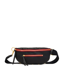 Charles Crossbody | Black/Brushed Gold Red Zip