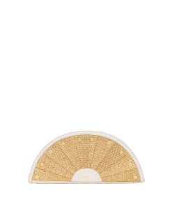 Shelley Clutch | Calla Lily White Raffia/Brushed Gold Hammered