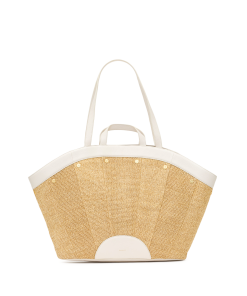 Shelley Tote | Calla Lily White Raffia/Brushed Gold Hammered