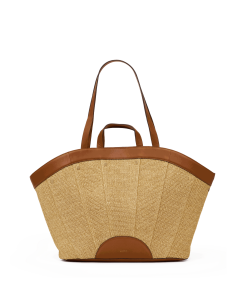 Shelley Tote | Cocoa Raffia/Gold
